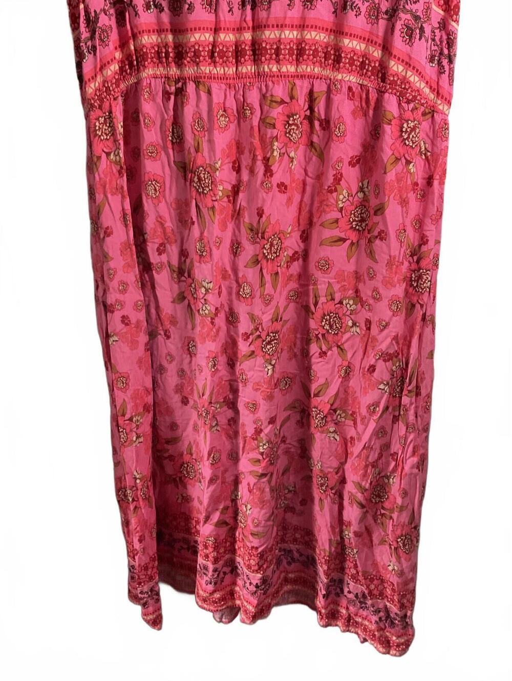 Rusttydustty Bohemian Pink Floral Maxi Dress with Ruffle Sleeves 2XL - Picture 11 of 11